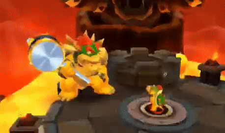 Bowser Holding Sword and Shield Link Holding Drum
