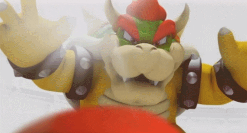 Bowser Scares Dancing Luigi GIF