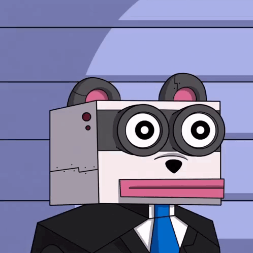 Box on Head Cartoon in Suit and Tie