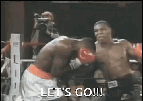 Boxers Fighting In Ring Saying Lets Go GIF