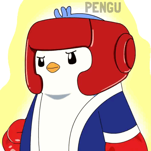 Boxing Penguin With Helmet and 'Pengu' Text