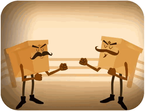 Boxing Ring Fight Between Cardboard Boxes