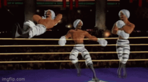 Boxing Ring With Three Fighters