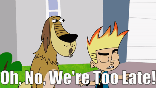 Boy And Dog Saying Oh No We Are Too Late GIF