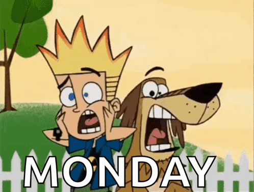 Boy and Dog With Monday Text