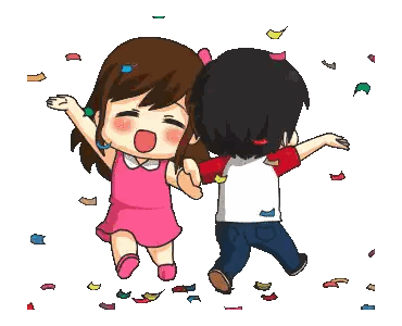 Boy and Girl Dancing With Confetti