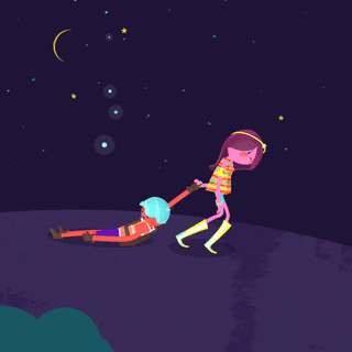 Boy And Girl Dragging Animation GIF