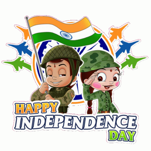 Boy and Girl Happy Independence Day