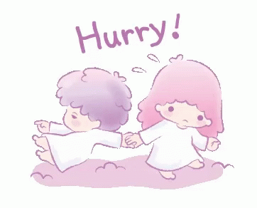 Boy and Girl Holding Hands Saying Hurry