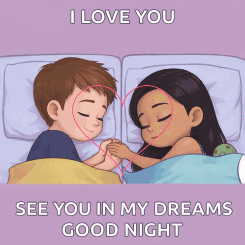 Boy And Girl Holding Hands Saying I Love You Good Night GIF