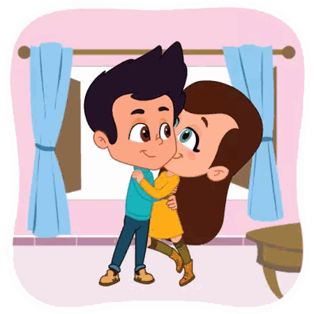 Boy and Girl Hugging and Kissing