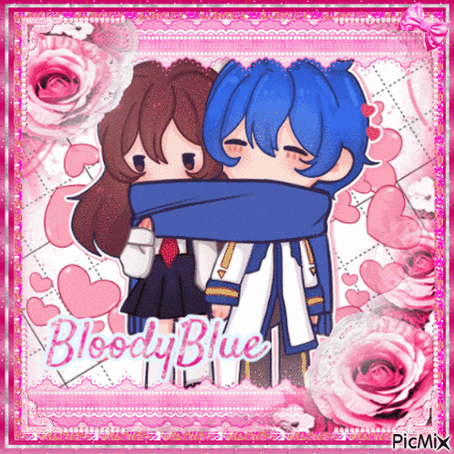 Boy and Girl Hugging Bloody Blue