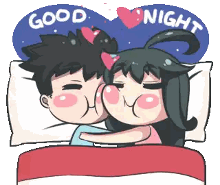Boy and Girl Hugging Good Night