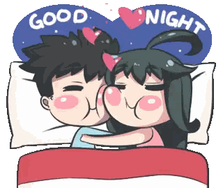 Boy and Girl Hugging Good Night