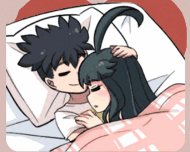 Boy and Girl Hugging in Bed