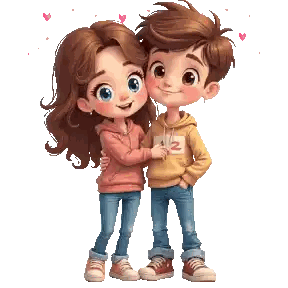 Boy and Girl Hugging With Number 2 Hoodie