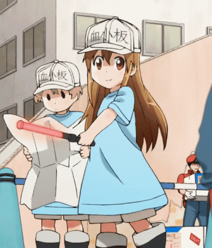Boy And Girl In Chinese Writing Hats GIF