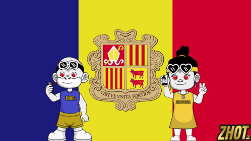 Boy And Girl In Front Of Virtus Vnita Fortion Shield GIF