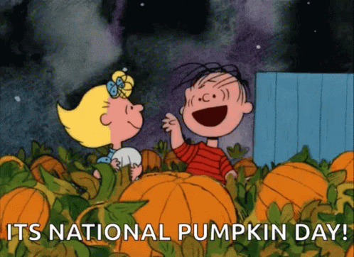 Boy and Girl in Pumpkin Field Saying Its National Pumpkin Day