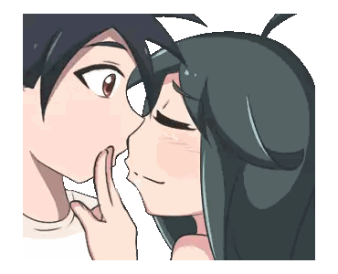 Boy and Girl Kissing Cartoon