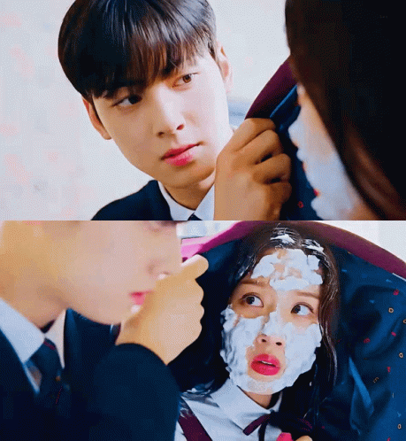 Boy and Girl Looking at Each Other Girl With Mask