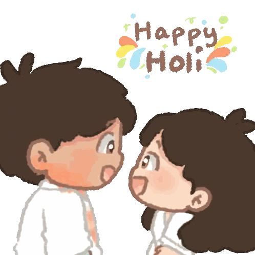 Boy and Girl Looking at Each Other Happy Holi