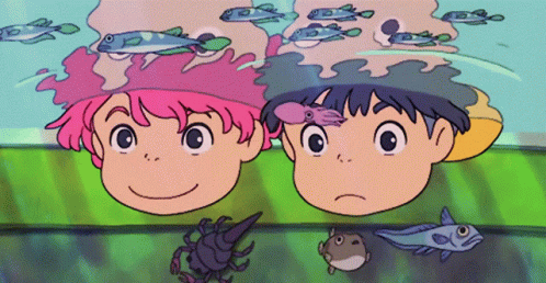 Boy And Girl Looking At Fish GIF