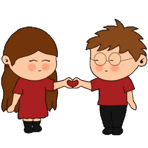 Boy and Girl Making Heart with Hands