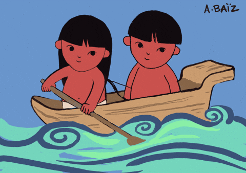 Boy And Girl On The Canoe GIF