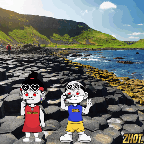 Boy and Girl Rocky Beach Shirt Says Zhou