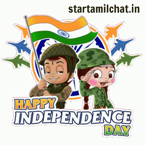 Boy and Girl Saluting Happy Independence Day