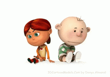 Boy And Girl Sitting Next To Each Other With 3Dcartoonmodels.com GIF