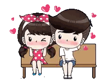 Boy and Girl Sitting on Bench