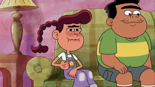 Boy And Girl Sitting On Couch GIF
