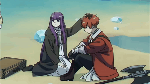 Boy and Girl Sitting on Ground Talking