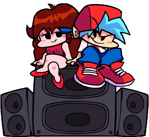Boy and Girl Sitting on Speaker