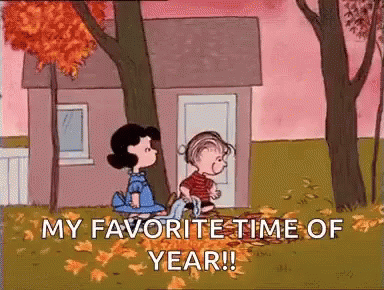 Boy and Girl Sitting Under Tree Saying My Favorite Time of Year