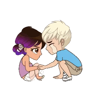 Boy and Girl Squatting Together
