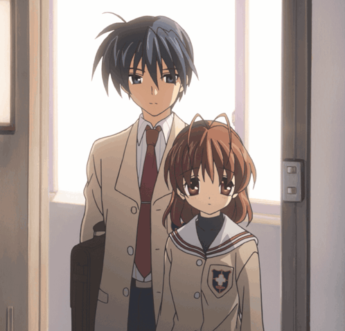 Boy And Girl Standing In Doorway GIF