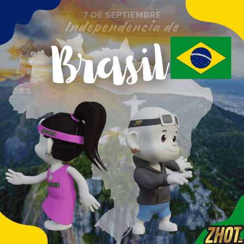 Boy and Girl Standing in Front of Map Saying Brasil