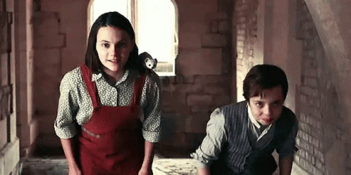 Boy And Girl Standing In Hallway GIF