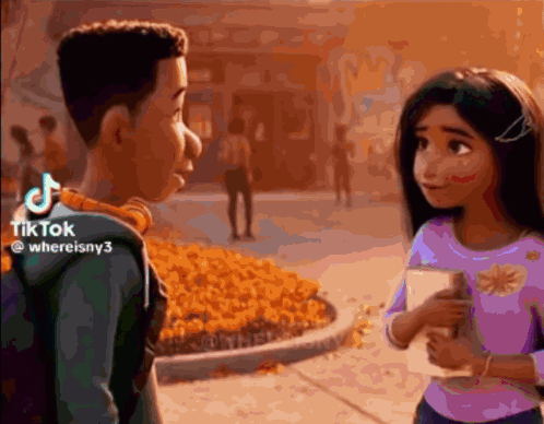 Boy And Girl Standing Next To Each Other GIF