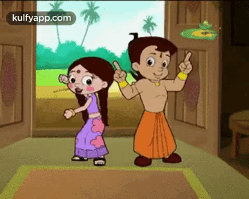 Boy and Girl Standing Next to Each Other Pointing