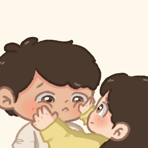 Boy and Girl Touching Their Faces