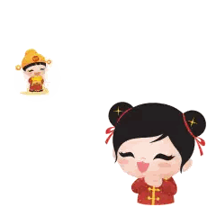 Boy and Girl With Chinese Hats