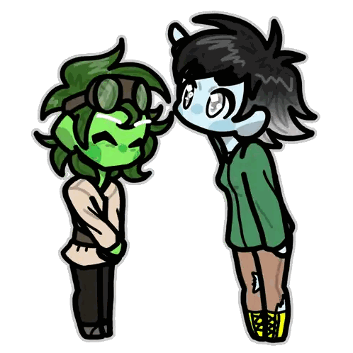 Boy and Girl with Green Hair