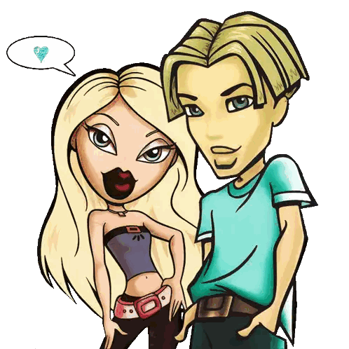Boy and Girl with Heart Speech Bubble