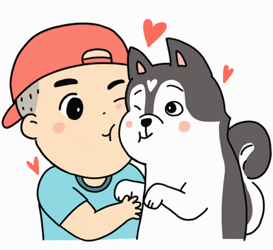 Boy And Husky Share A Loving Moment GIF