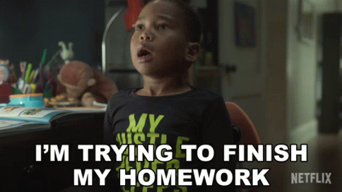 Boy at Desk Says I'm Trying to Finish My Homework on Netflix