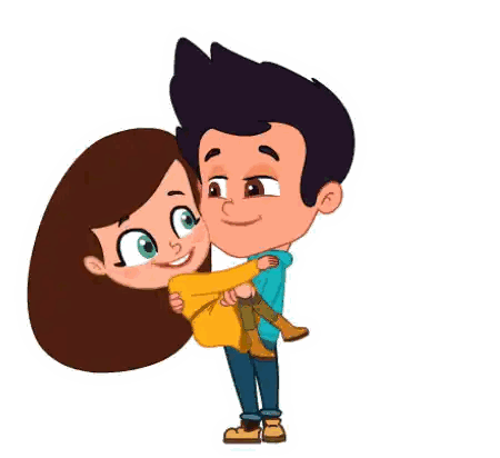Boy Carrying Smiling Girl